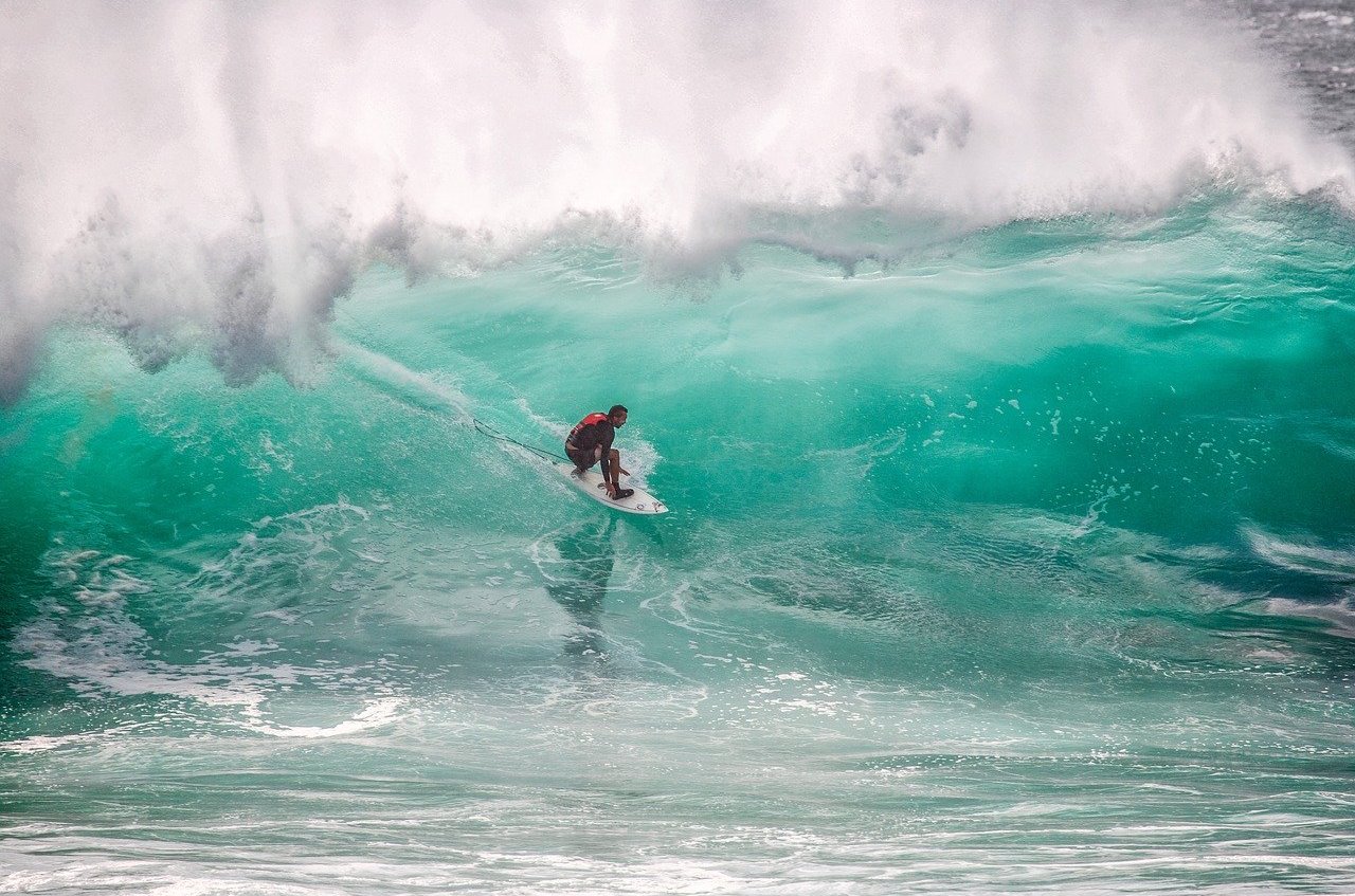 Surfer surfing in the ocean